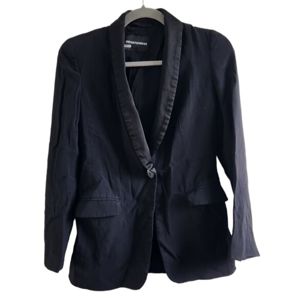 Emporio Armani Black One Button Blazer - Picture 1 of 8
